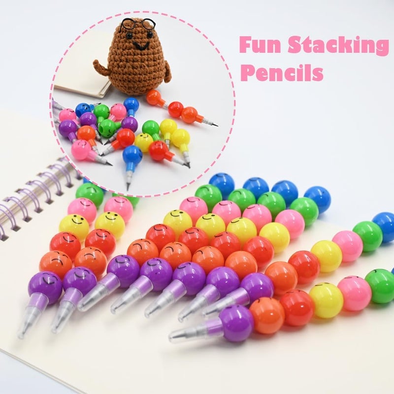 IEFFPIN 30 PCS Cute Stackable Pencil, Plastic Pencil Bulk, Funny Stacking Pencils, Cartoon Pencils for Writing, Drawing - Image 4